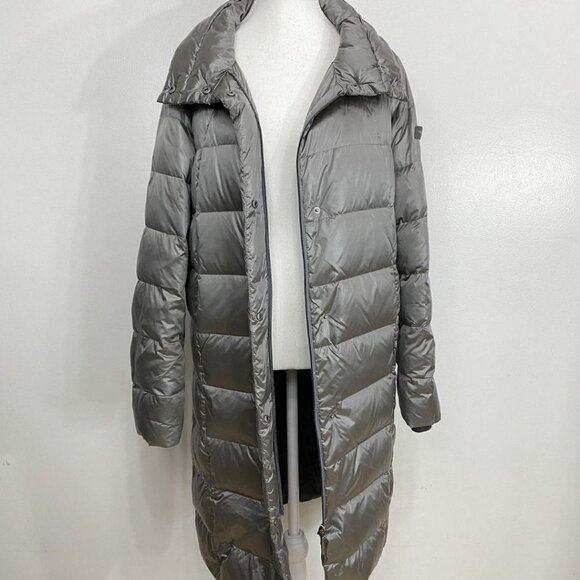 FRIEDA & FREDDIES SILVER LONG PUFFER WINTER COAT - M - Picture 7 of 11